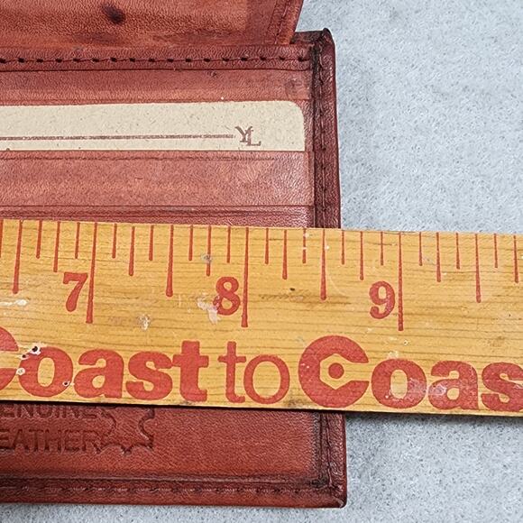 YL Rust Brown Genuine Leather BI-FOLD Mens Wallet Handcrafted Accessory NEW - Picture 7 of 9